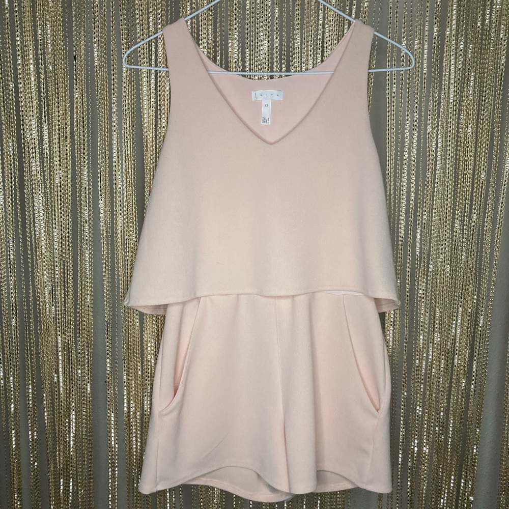 Leith pastel pink romper with POCKETS